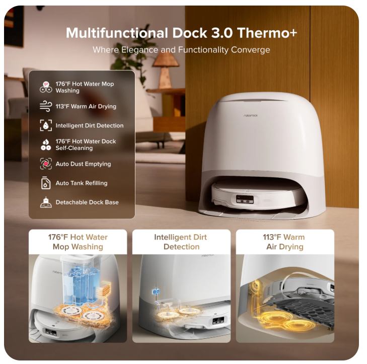 Roborock Qrevo CurvXRobot Vacuum withMultifunctionalDock 3.0Thermo+ - Image 8