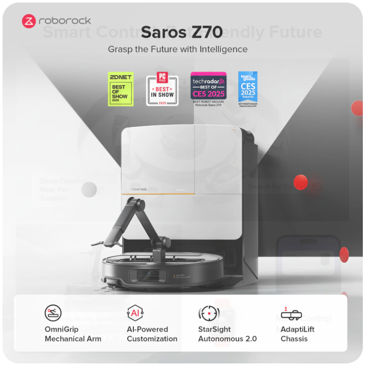 Roborock Saros Z70Robot Vacuum withOmniGrip" MechanicalArm - Image 3