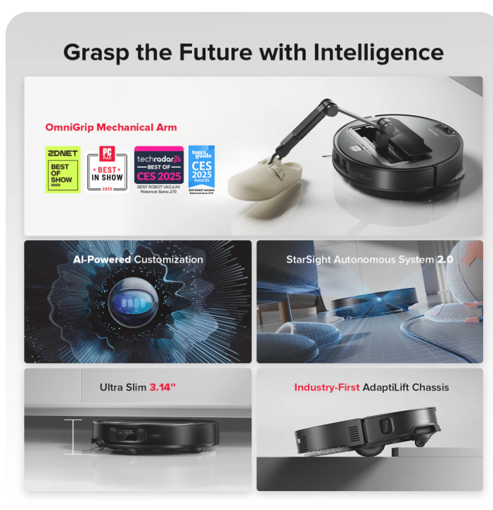 Roborock Saros Z70Robot Vacuum withOmniGrip" MechanicalArm - Image 8