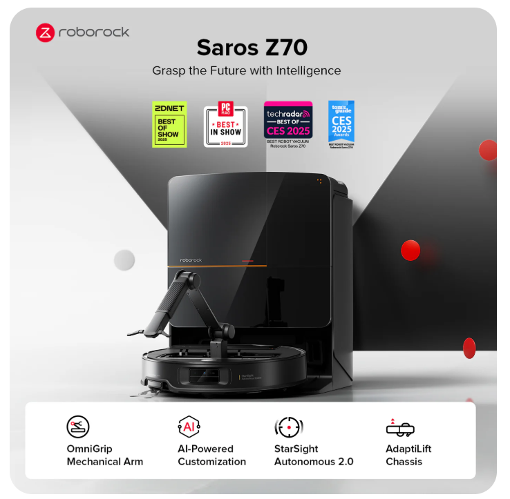 Roborock Saros Z70Robot Vacuum withOmniGrip" MechanicalArm - Image 6